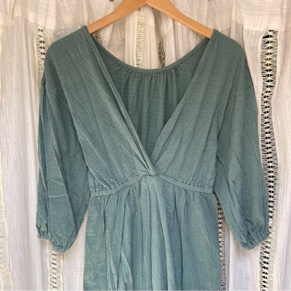 Free People Beach Seasons in the Sea Green Open Low Back Bohemian Midi Dress XS - Picture 6 of 10